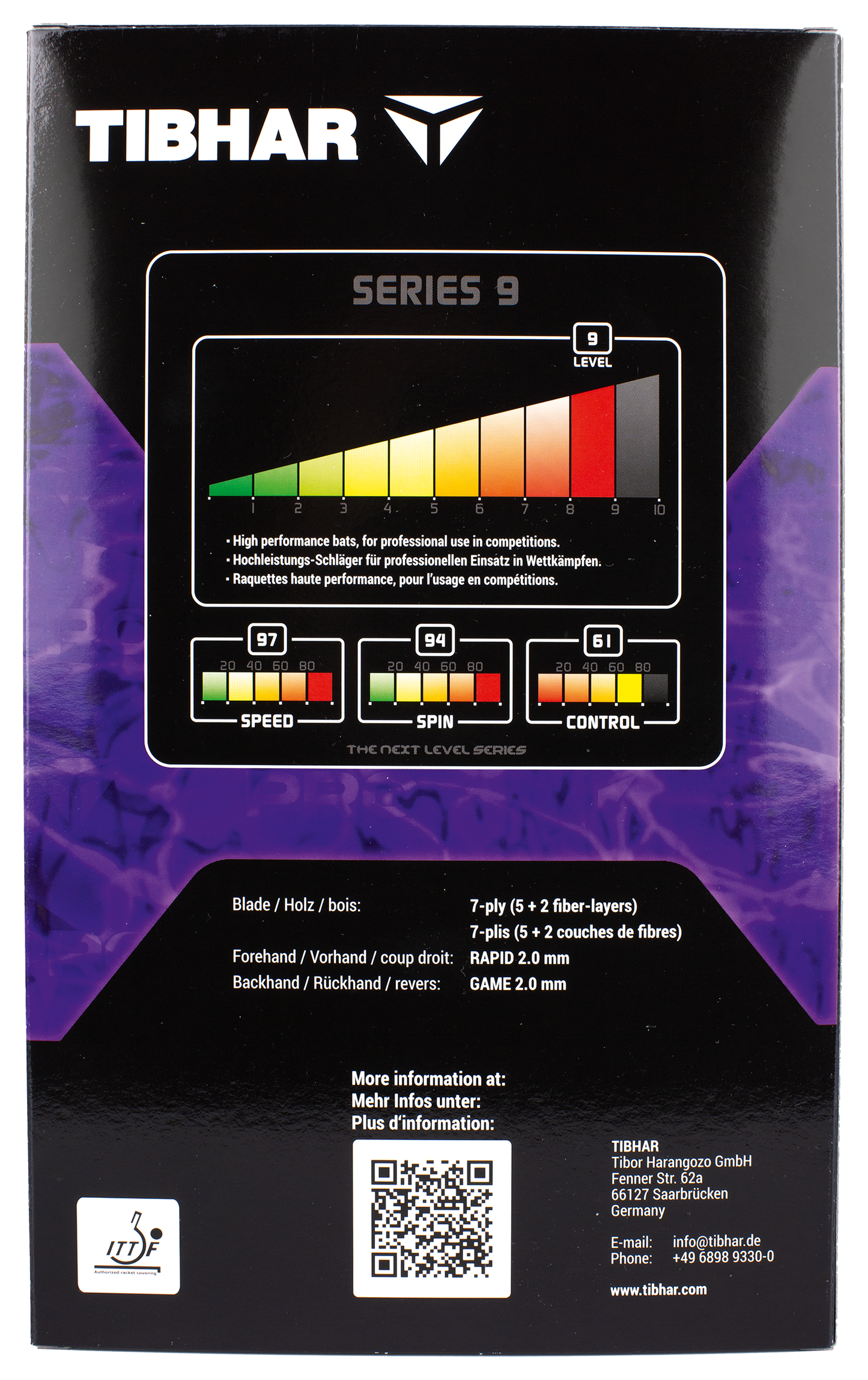 Tibhar Pro Purple Edition – Verpackung Rückseite.