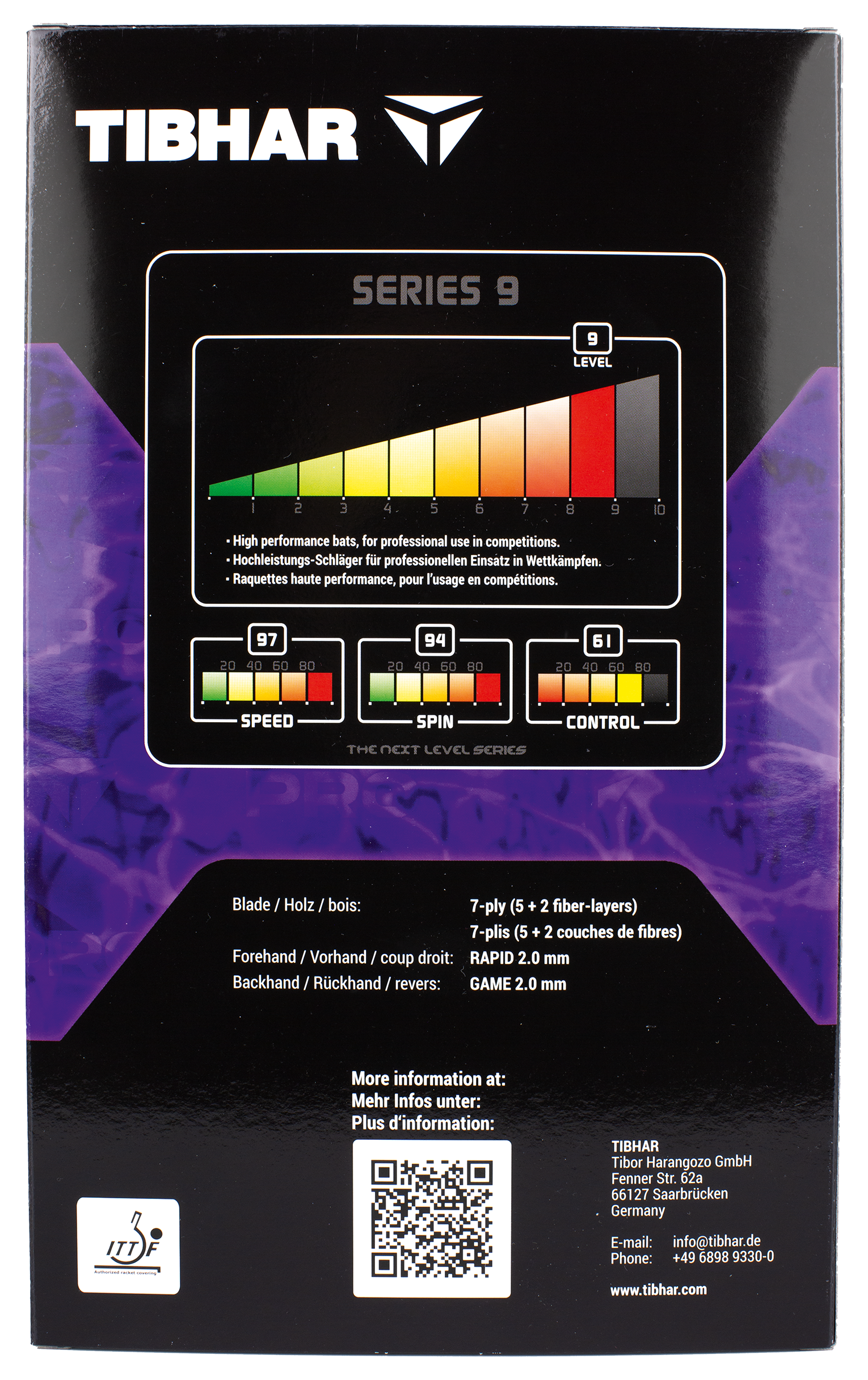 Tibhar Pro Purple Edition – Verpackung Rückseite.