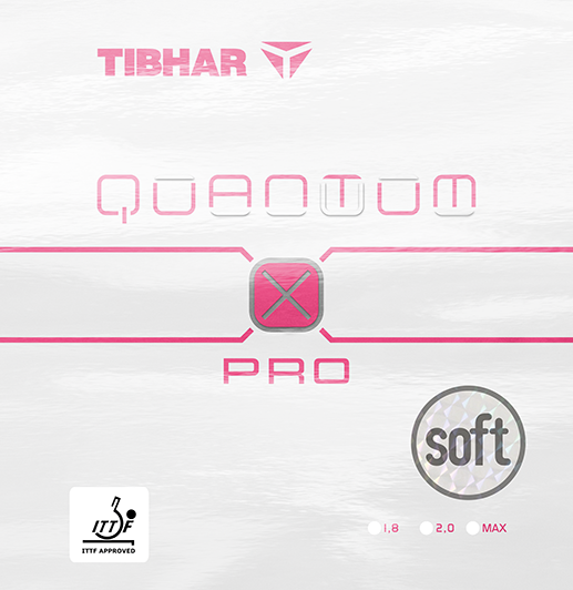 Tibhar Quantum X Pro Soft Tischtennisbelag in Pink.