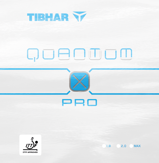 Tibhar Quantum X Pro Tischtennisbelag Verpackung in Blau.