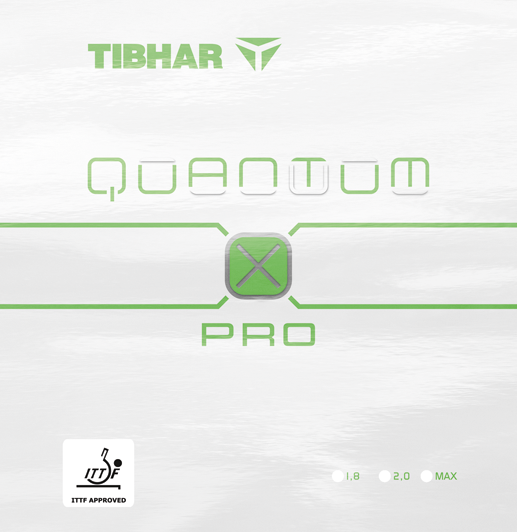 Tibhar Quantum X Pro Tischtennisbelag Verpackung in Grün.