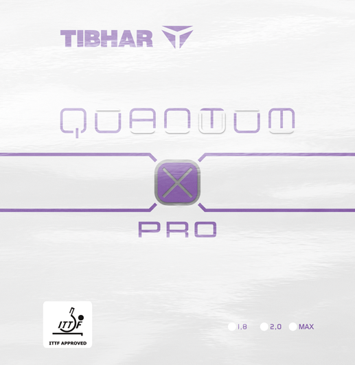 Tibhar Quantum X Pro Tischtennisbelag Verpackung in Violett.
