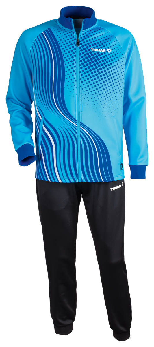 Tibhar L2 River Trainingsanzug in Türkis – Set aus Jacke und Hose, Vorderansicht.