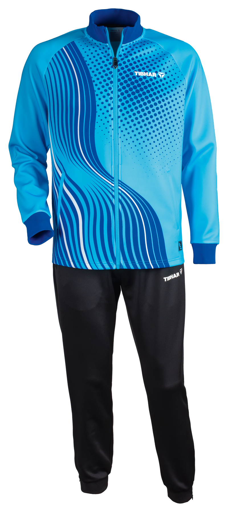 Tibhar L2 River Trainingsanzug in Türkis – Set aus Jacke und Hose, Vorderansicht.