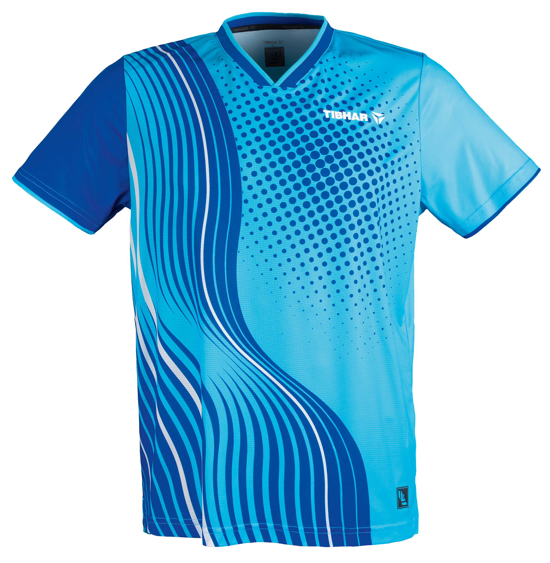 Tibhar L2 River Tischtennis-Shirt in Türkis, Vorderansicht.
