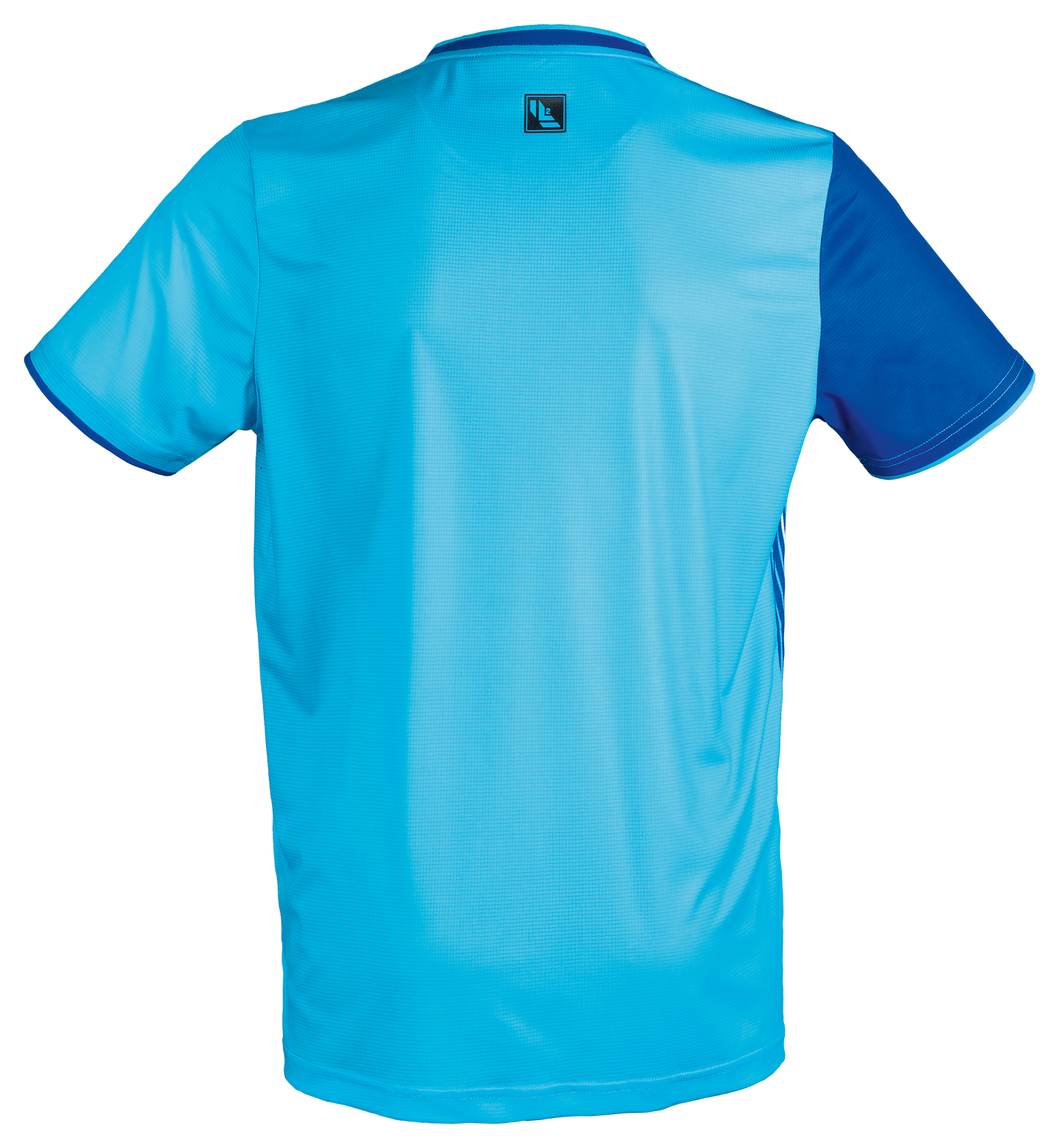 Tibhar L2 River Tischtennis-Shirt in Türkis, Detailansicht.