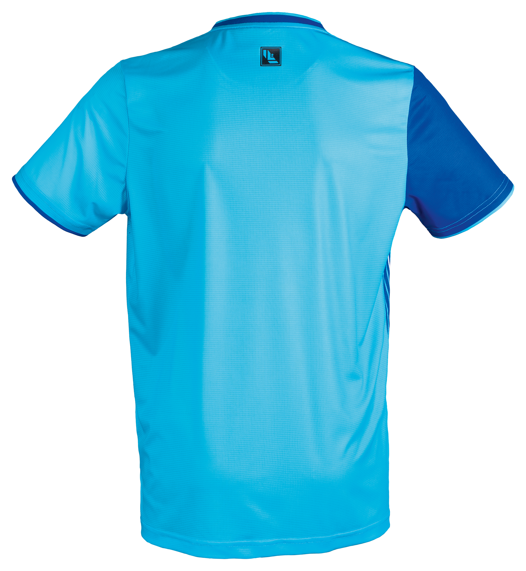 Tibhar L2 River Tischtennis-Shirt in Türkis, Detailansicht.