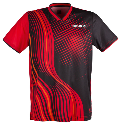 Tibhar L2 River Tischtennis-Shirt in Schwarz/Rot, Vorderansicht.