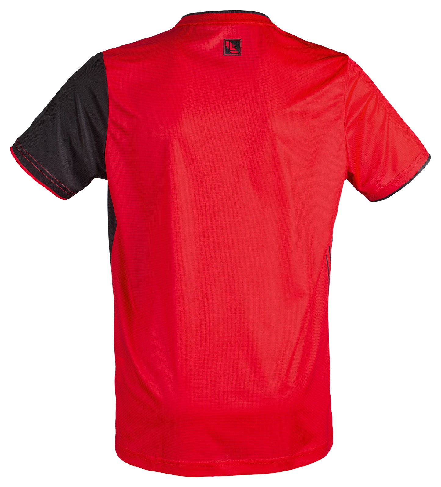 Tibhar L2 River Tischtennis-Shirt in Schwarz/Rot, Detailansicht.