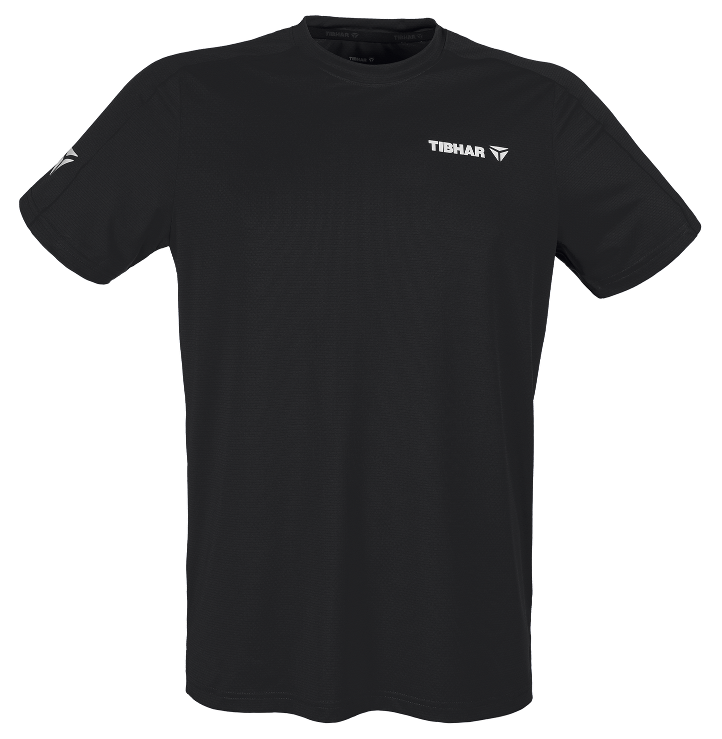 Tibhar Smash Pro T-Shirt in Schwarz – hochwertiges Tischtennis-Funktionsshirt, Vorderansicht.