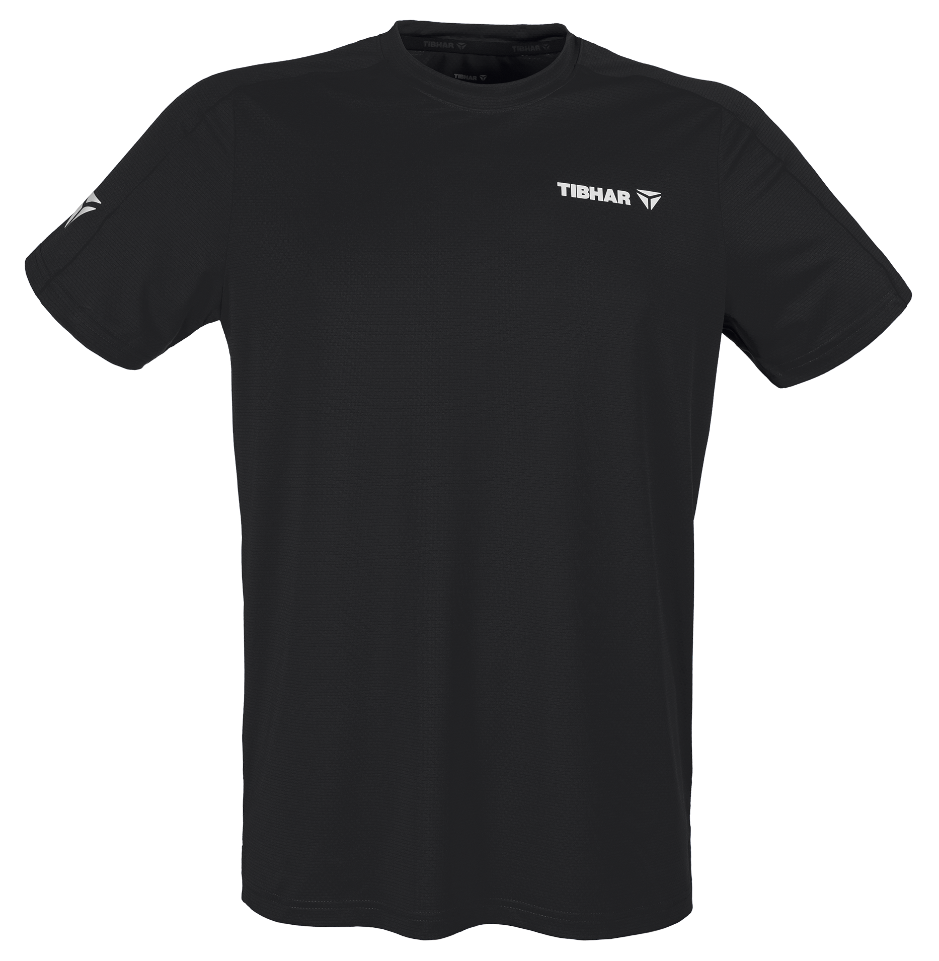 Tibhar Smash Pro T-Shirt in Schwarz – hochwertiges Tischtennis-Funktionsshirt, Vorderansicht.