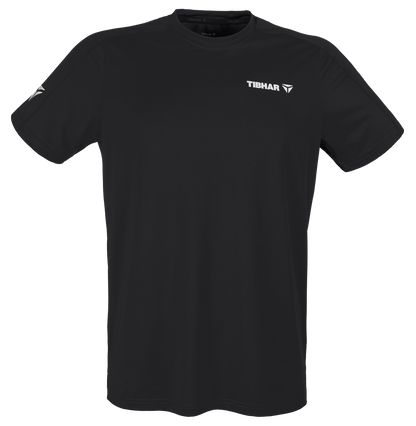 Tibhar Smash Pro T-Shirt in Schwarz – hochwertiges Tischtennis-Funktionsshirt, Vorderansicht.
