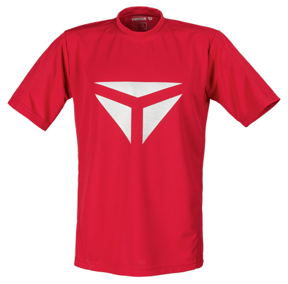 Tibhar Smash T-Shirt in Rot/Marine – atmungsaktives Tischtennis-Shirt, Vorderansicht.