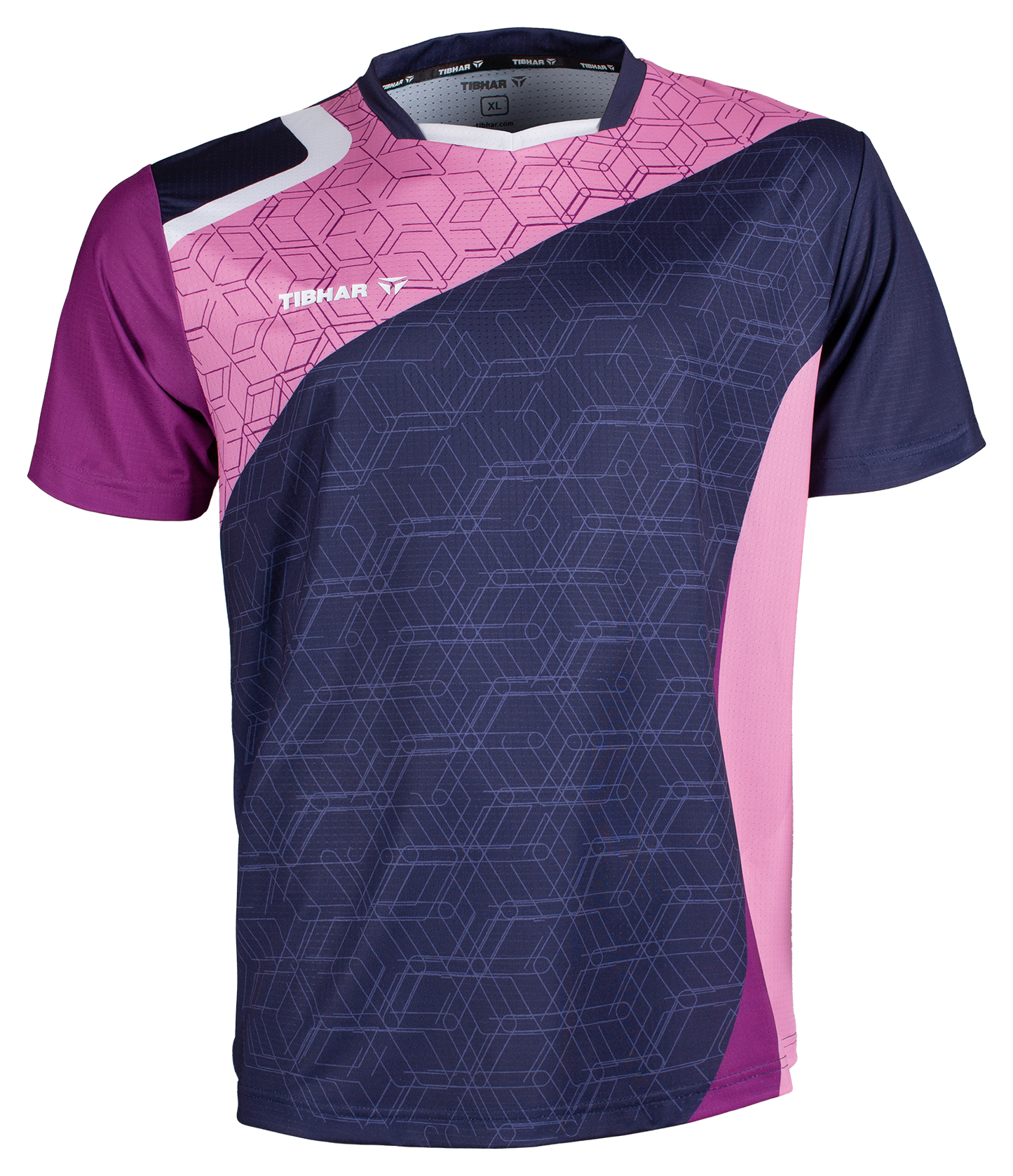 Tibhar Sol TT-Shirt in Marine/Pink – Tischtennis-Funktionsshirt, Vorderansicht.