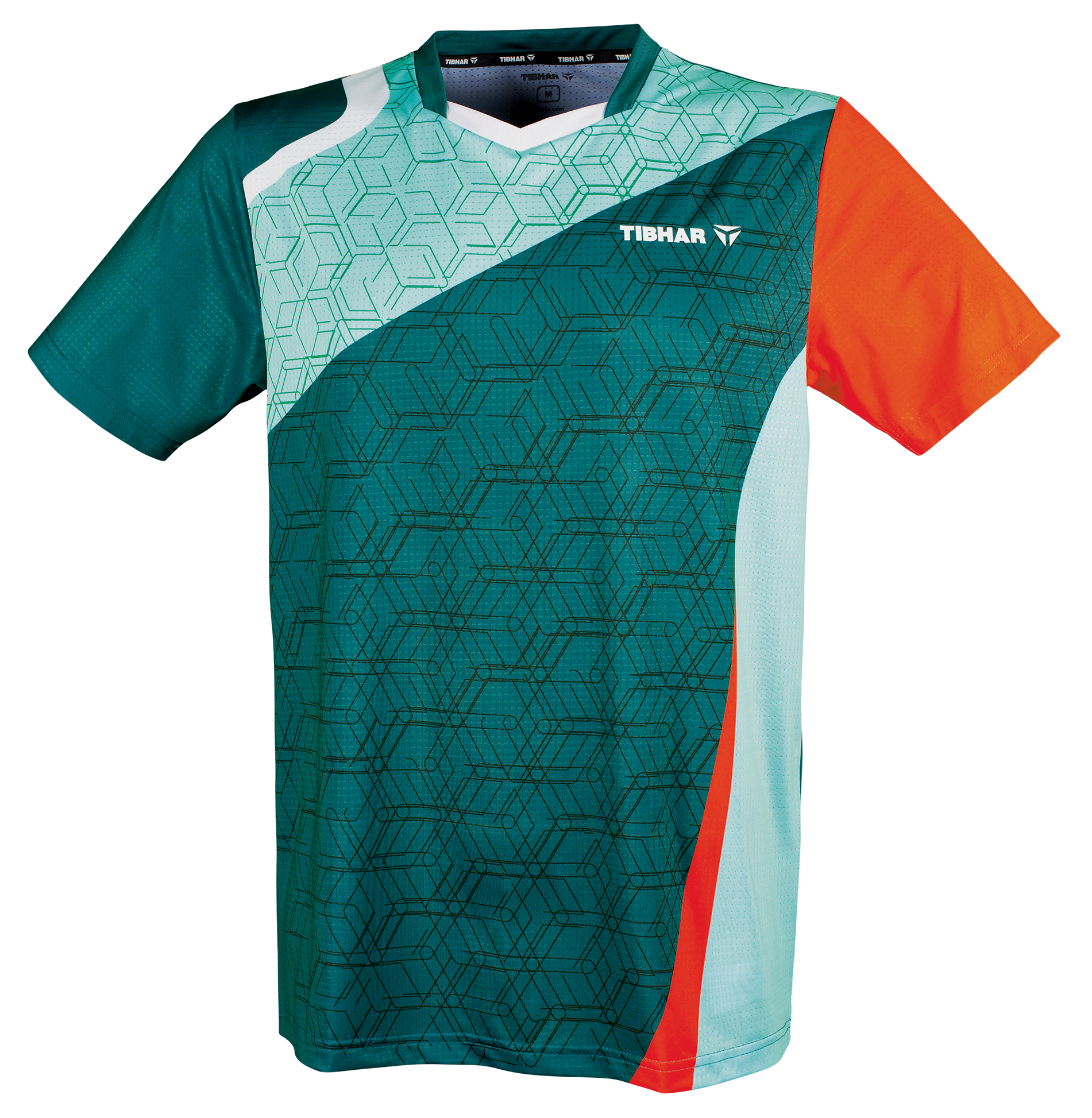 Tibhar Sol TT-Shirt in Petrol/Orange – Tischtennis-Funktionsshirt, Vorderansicht.