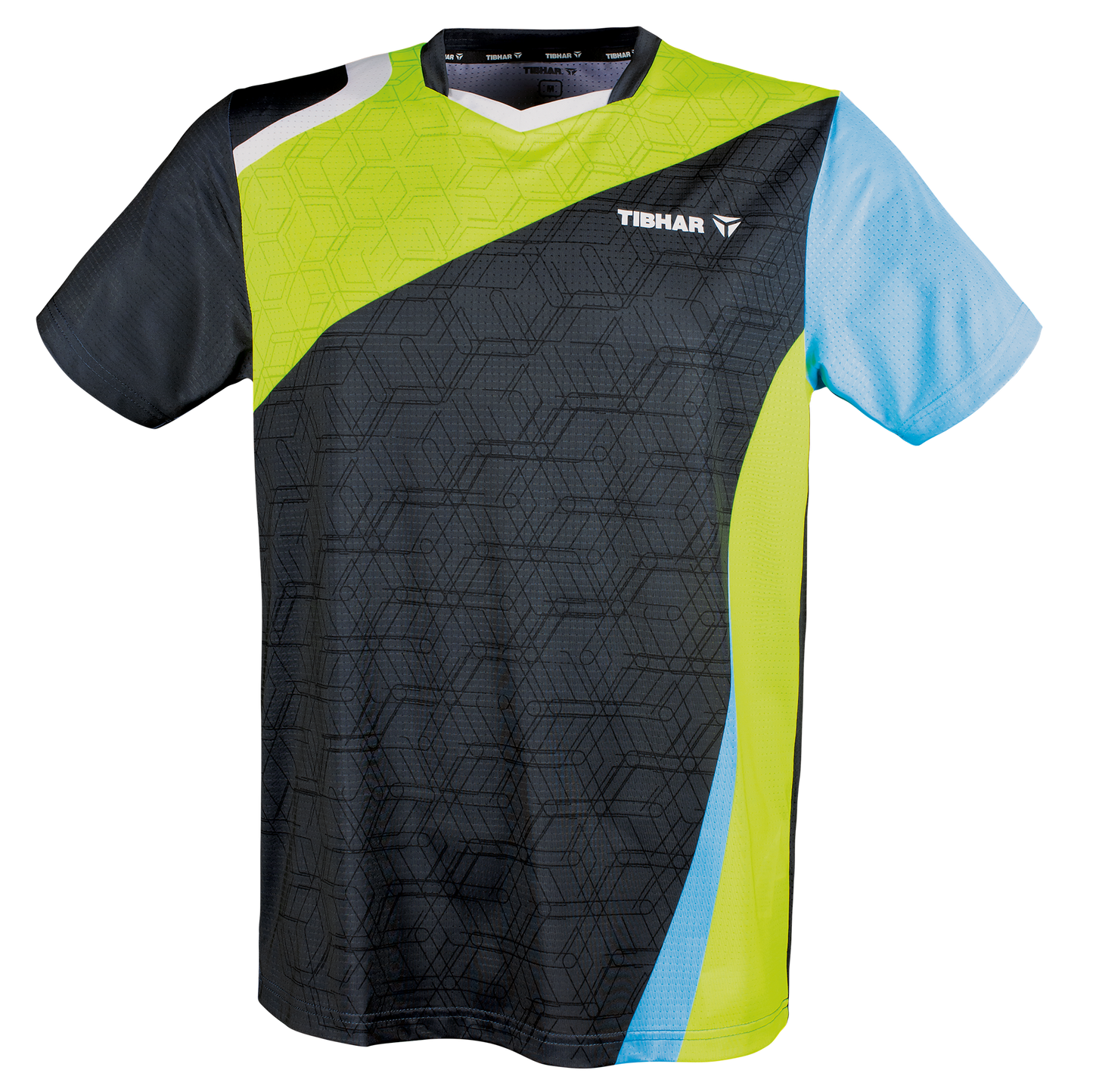 Tibhar Sol TT-Shirt in Gelb/Hellblau – Tischtennis-Funktionsshirt, Vorderansicht.
