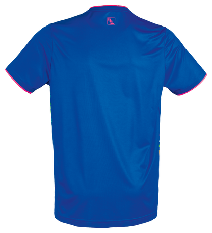 Tibhar L2 Underbrush Tischtennis-Shirt in Royalblau/Pink, Detailansicht.