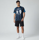 Tibhar Lebrun T-Shirt in Marineblau mit weißem Print der Lebrun-Brüder und Unterschriften, Polyester