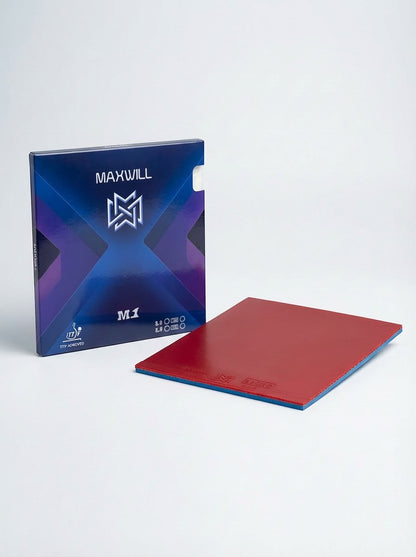 TTM-Store Maxwill M1 table tennis rubber, red with blue sponge, ITTF approved for spin and speed.
