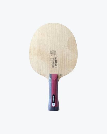TTM-Store Maxwill V3 Carbon table tennis racket with red and black handle, designed for offensive play with spin and power.