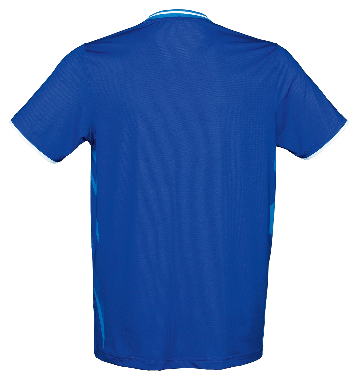 TTM-Store Tibhar Dream TT-Shirt blaues Polyester-Funktionsshirt mit V-Ausschnitt und weißen Bündchen