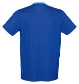TTM-Store Tibhar Dream TT-Shirt blaues Polyester-Funktionsshirt mit V-Ausschnitt und weißen Bündchen