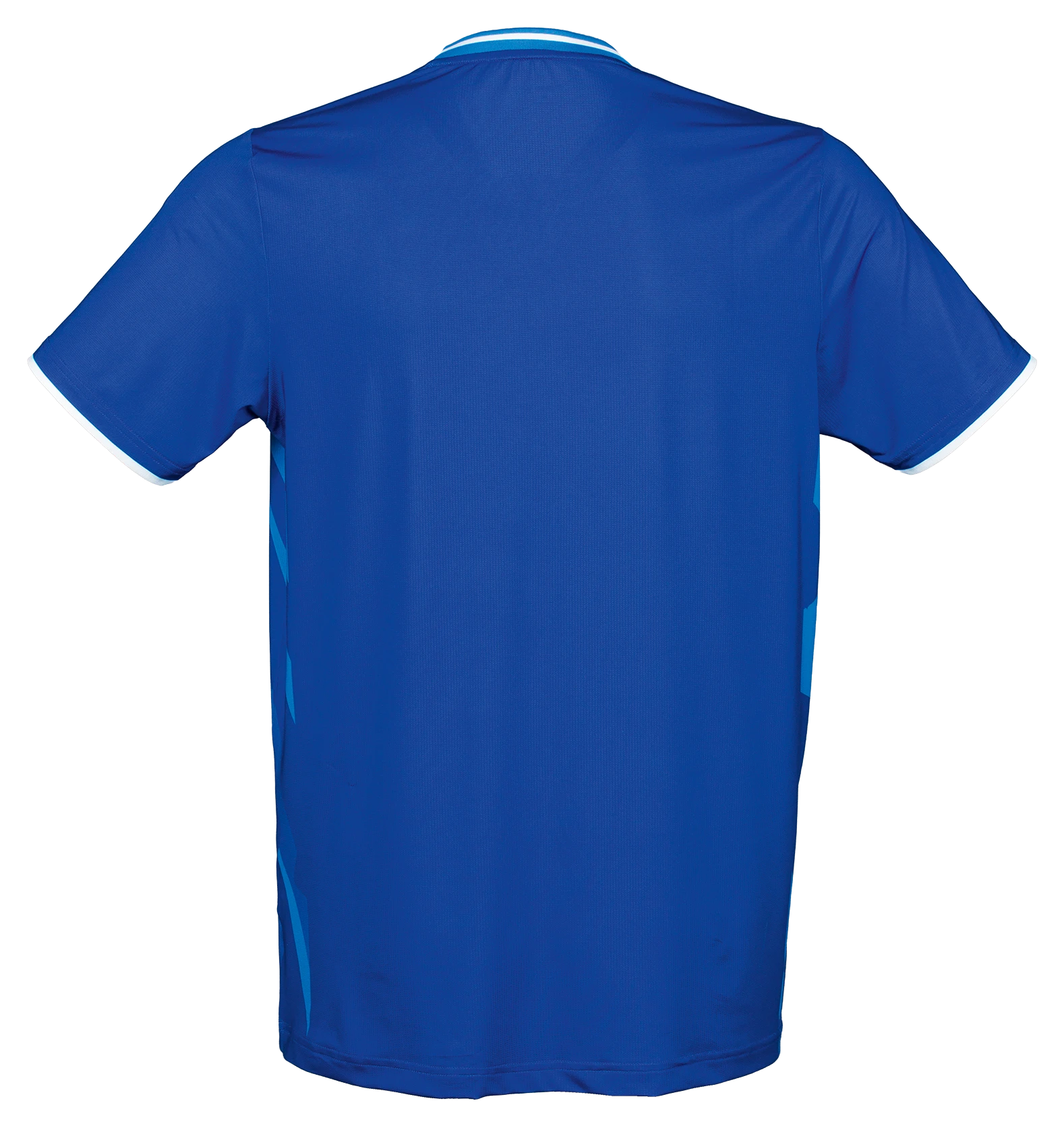 TTM-Store Tibhar Dream TT-Shirt blaues Polyester-Funktionsshirt mit V-Ausschnitt und weißen Bündchen