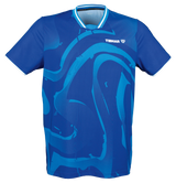 Tibhar Dream TT-Shirt in Blau, Polyester, mit V-Ausschnitt und dynamischem Muster. Ideal für Tischtennis.