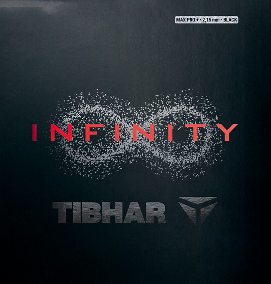 TTM-Store Tibhar Infinity MX-P Tischtennisbelag in Schwarz mit Infinity-Logo auf der Verpackung
