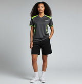 TTM-Store Tibhar Kosmos Lady Tischtennis-Hemd in Schwarz-Grün mit V-Ausschnitt und atmungsaktivem Polyester-Material