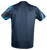 Tibhar Lebrun T-Shirt in Marineblau mit blau-schwarzem Grafikprint auf den Ärmeln. Leichtes Polyestergewebe.
