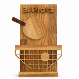 TTM-Store handgefertigter Tischtennis-Pokal aus Holz für den 3. Platz mit Schläger- und Netz-Motiv