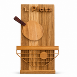 Handgefertigter TTM-Store Tischtennis-Pokal aus Holz für den 1. Platz mit Schläger- und Netz-Motiv